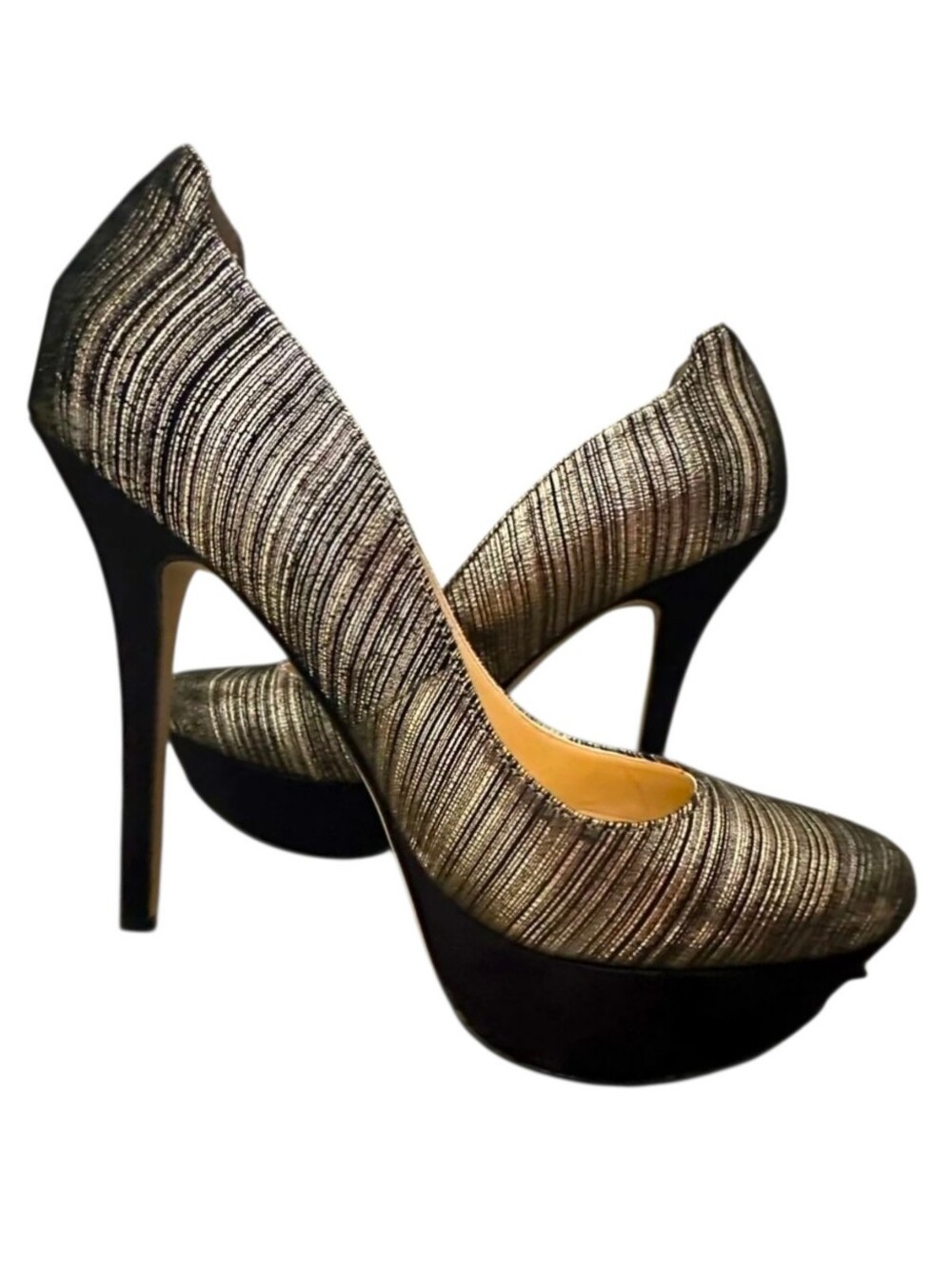 ENZO ANGIOLINI Eatavana Silver & Black Platform Pump - Size 8